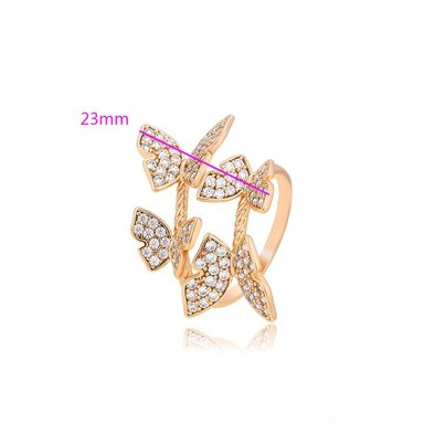 ANILLO AJUSTABLE DE MARIPOSA ZIRCON DORADO - 2