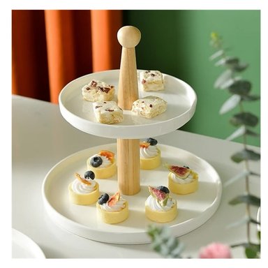 PORTA BOCADITOS DE LOZA DE 2 PISOS