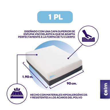 COLCHÓN CALM LITE MEMORY FOAM 1 PLAZA - 2