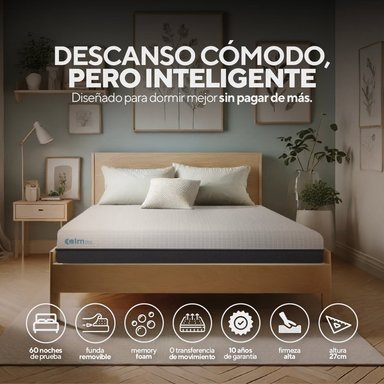 PACK COLCHÓN LITE DE MEMORY FOAM 1.5 PLZ + 1 ALMOHADA CALM MEMORY COOLING - 1