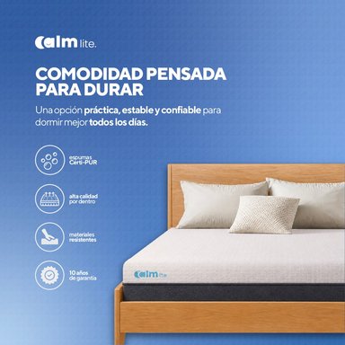 PACK COLCHÓN LITE DE MEMORY FOAM 1.5 PLZ + 1 ALMOHADA CALM MEMORY PRO - 2