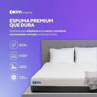 PACK COLCHÓN CALM DE MEMORY FOAM 2 PLAZAS + 2 ALMOHADAS CALM MEMORY COOLING - 2