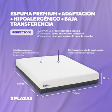 PACK COLCHÓN CALM DE MEMORY FOAM 2 PLAZAS + 2 ALMOHADAS CALM MEMORY COOLING - 4