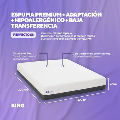 PACK COLCHÓN CALM  DE MEMORY FOAM KING + 2 ALMOHADAS CALM MEMORY PRO - 4