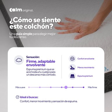 PACK COLCHÓN CALM DE MEMORY FOAM 1.5 PLAZAS + 1 ALMOHADA CALM MEMORY COOLING - 5