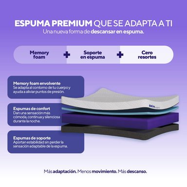 PACK COLCHÓN CALM DE MEMORY FOAM 1.5 PLAZAS + 1 ALMOHADA CALM MEMORY PRO - 3