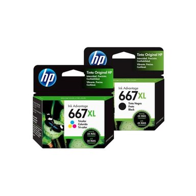 KIT TINTA HP NEGRO 667XL TRICOLOR