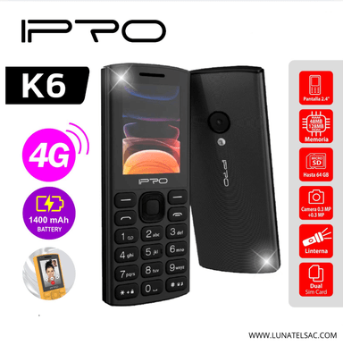 CELULAR BASICO IPRO K6 4G DUAL SIM NEGRO