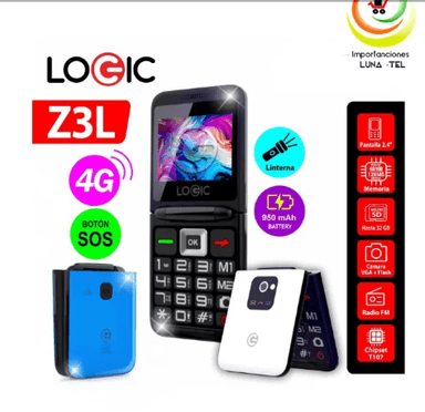CELULAR BASICO LOGIC Z3L 4G TAPA DUAL SIM NEGRO