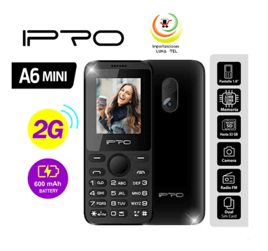 CELULAR BASICO IPRO A6 MINI 2G NEGRO - 1