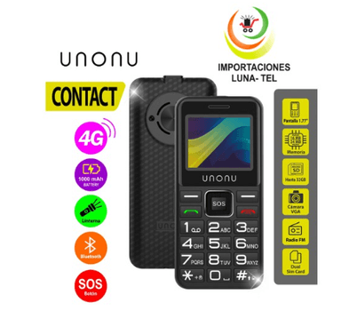 CELULAR BASICO UNONU kONTACT  4G DUAL SIM NEGRO