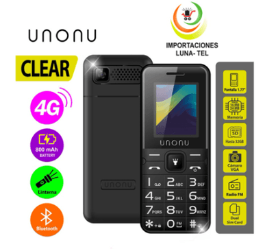 CELULAR BASICIO UNONU CLEAR 4G DUAL SIM NEGRO
