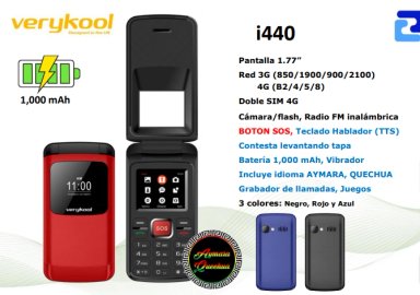 CELULAR BASICO VERYKOOL I440 4G TAPA  DUAL SIM AZUL ROJO