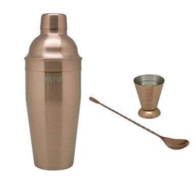 COCTELERA 750 ML CON MEDIDOR Y CUCHARA COPPER LINE WAYU