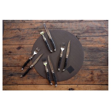 SET 4 INDIVIDUALES PARA ASADO PU REDONDO WAYU 38 CM DIAMETRO