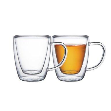 JUEGO DE 2 TAZAS TRAMONTINA PARA CAFÉ Y TÉ DE VIDRIO DOBLE 270 ML
