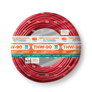 CABLE THW-90 PLUS 450/750V 10 AWG INDECO - ROJO - 100 METROS/ROLLO