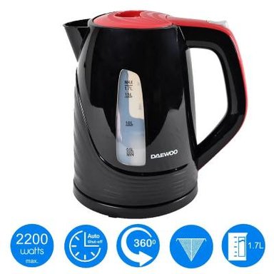 HERVIDOR INALÁMBRICO INOXIDABLE NEGRO DAEWOO DEK-1308 1.7L