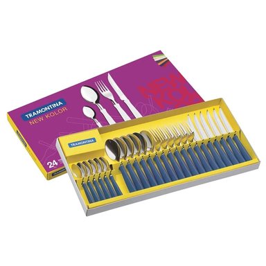 JUEGO DE CUBIERTOS X 24 PZ NEW KOLOR M/AZUL - ACERO INOXIDABLE 10286395