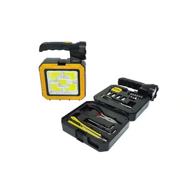 SET CAJA DE HERRAMIENTAS LINTERNA + LUZ DE EMERGENCIA