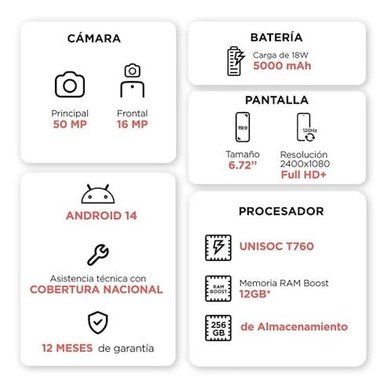 CELULAR MOTOROLA G35 4 RAM 256GB NEGRO + REGALO - 4