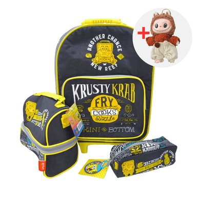 SET MOCHILA ESCOLAR BOB ESPONJA + LABUBU
