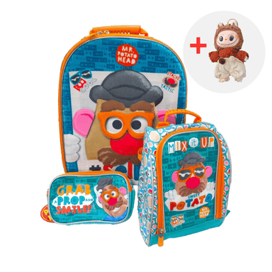SET MOCHILA ESCOLAR SR CARA PAPA MIX + LABUBU