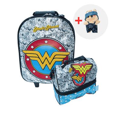 SET MOCHILA ESCOLAR WONDER WOMAN + LABUBU