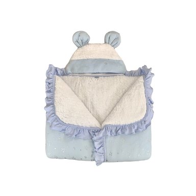 COLCHA ESTRELLA PELUCHE CELESTE