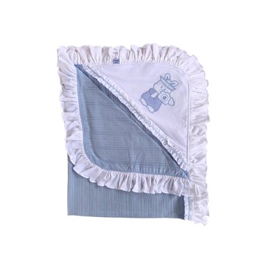 COLCHA NANSÚ BLANCO CON CELESTE