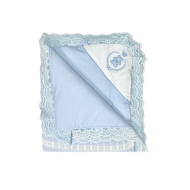 COLCHA HILO TRENCITA GRECA CELESTE