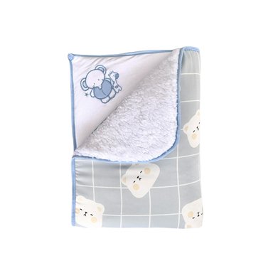 COLCHA SEDA PELUCHE CELESTE