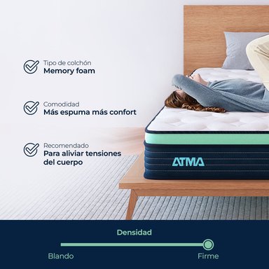 COLCHÓN ATMA ONE EN CAJA 2 PLAZAS 3 CAPAS DE ESPUMA 20 CM - 6