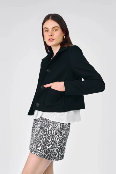 CASACA CROP DE PAÑO PARA MUJER