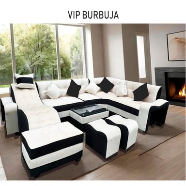 JUEGO DE SALA MODELO BRUSELAS + REGALO MESITA DE CENTRO + 2 PUFF DE REGALO + COJINES DE REGALO - 4