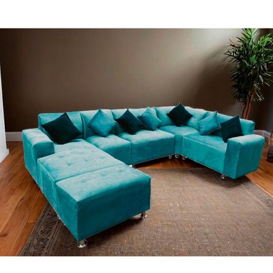 SECCIONAL MODELO CHARLESTONE TURQUESA + COJINES DE REGALO