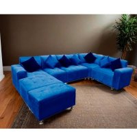 SECCIONAL MODELO CHARLESTONE AZUL + COJINES DE REGALO