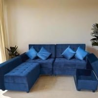 SOFA SECCIONAL MODELO LONDRES GOLDEN AZUL + COJINES DE REGALO