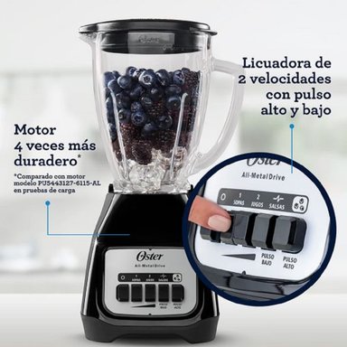 LICUADORA OSTER 2 VELOCIDADES MÁS PULSO Y VASO DE VIDRIO BLSTKAGBPB - 3