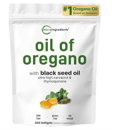 ACEITE DE ORÉGANO CON ACEITE DE SEMILLA NEGRA | CÁPSULAS BLANDAS | 300 UNIDADES | 4 VECES MÁS FUERTE | APOYO INMUNE NATURAL