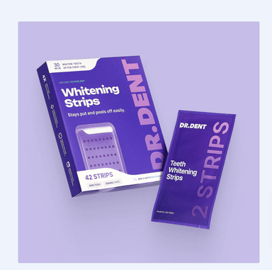 TIRAS BLANQUEADORAS MORADAS DR.DENT – FÓRMULA PAP SIN PERÓXIDO (42 STRIPS) | SONRISA MÁS BLANCA EN 7 DÍAS