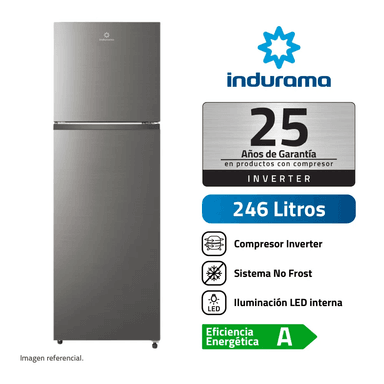 REFRIGERADORA INDURAMA 246 LITROS CROMA NO FROST RI-389I (NUEVO) - 1