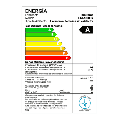 LAVADORA INDURAMA AUTOMÁTICA 18 KILOS CARGA SUPERIOR GRIS PANEL DIGITAL LRI-18DGR (NUEVO) - 5