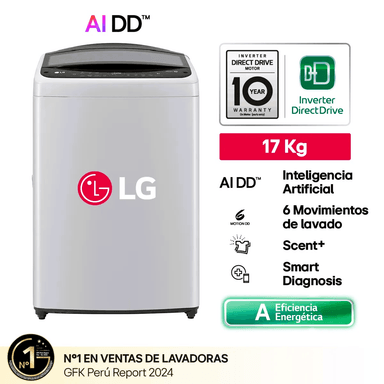 LAVADORA LG 17 KG AI DD CARGA SUPERIOR WT17DV6T GRIS - 1