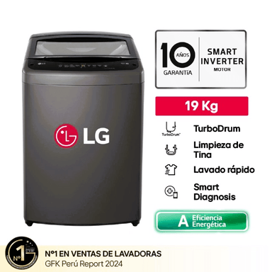 LAVADORA LG 19 KILOS CARGA SUPERIOR TURBO DRUM NEGRO CLARO WT19BVTB - 1