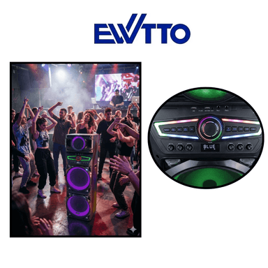 PARLANTE EWTTO TORRE 1200 WATTS 9000MAH BT/USB/TF/MIC/LUZ RGB/FM + 2 MICRÓFONOS ET-P5817MBC (2026) - 2
