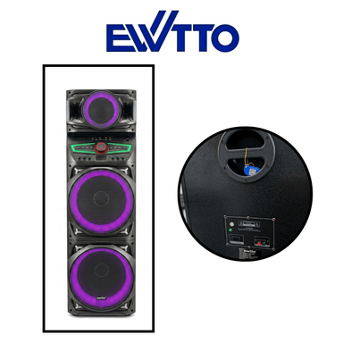 PARLANTE EWTTO TORRE 1200 WATTS 9000MAH BT/USB/TF/MIC/LUZ RGB/FM + 2 MICRÓFONOS ET-P5817MBC (2026) - 3