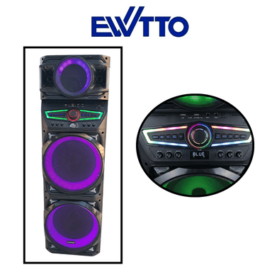 PARLANTE EWTTO TORRE 1200 WATTS 9000MAH BT/USB/TF/MIC/LUZ RGB/FM + 2 MICRÓFONOS ET-P5817MBC (2026) - 4