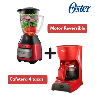 LICUADORA OSTER 1.5 LT REVERSIBLE BLSTPEG-CRT + CAFETERA OSTER 4 TAZAS ROJA BVSTDCDR5R - 1
