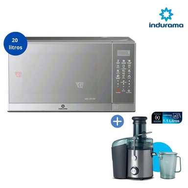 MICROONDAS INDURAMA 20 LTS ESPEJADO GRIS MWI-20TCRP + EXTRACTOR DE JUGOS INDURAMA 1.1LTS EI-CR - 1
